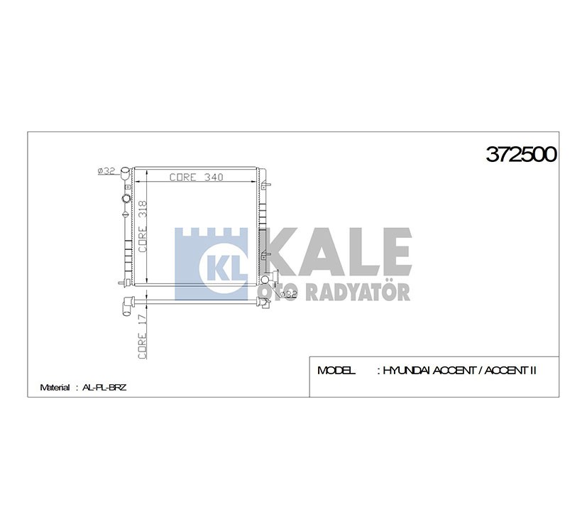 Hyundai Accent Su Radyatörü 2000-2002 Radyatör Su . - . M-t Brazıng OEM 25310-25050