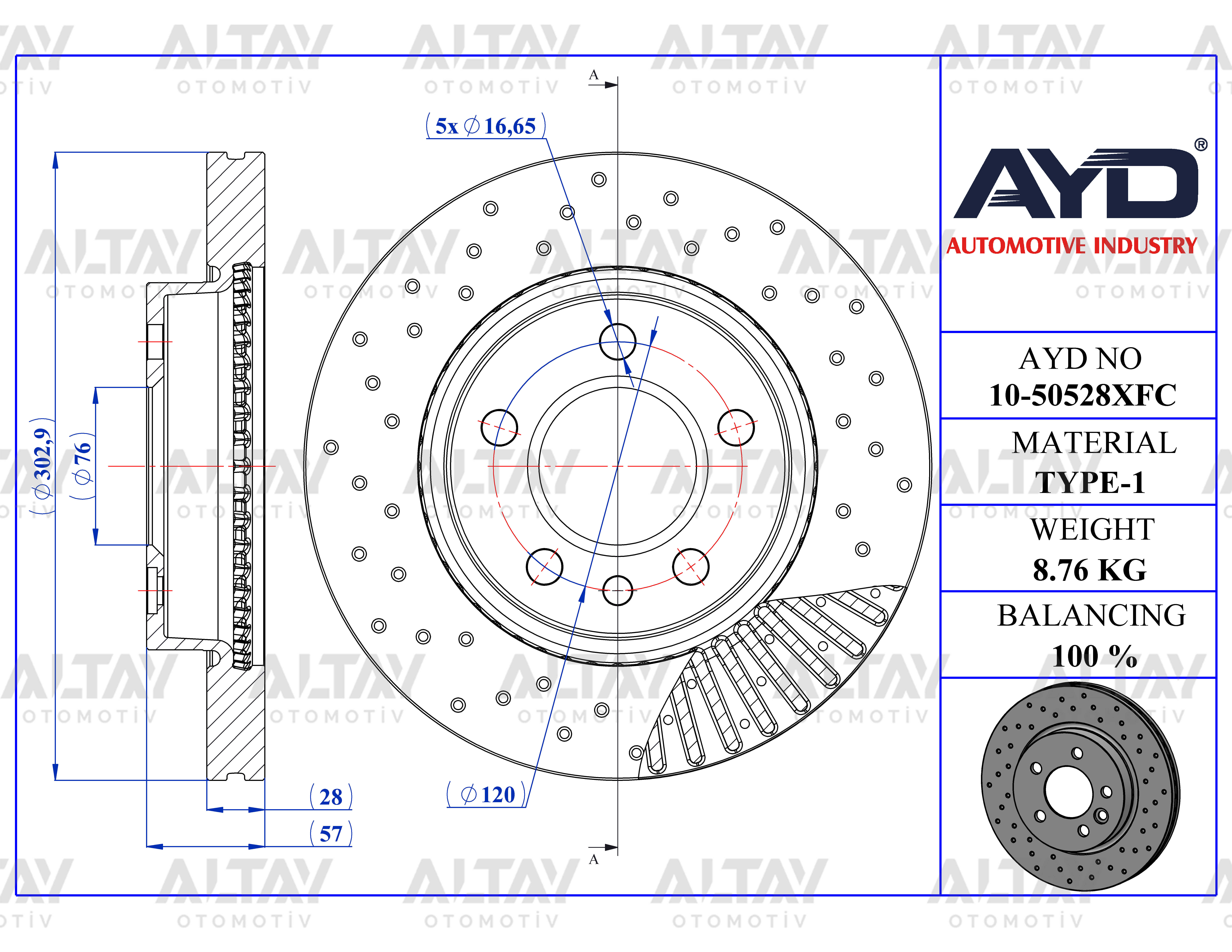 Volkswagen Amarok Ön Fren Diski Ön Havalı 303mm OEM 2H0615301A Volkswagen Amarok Ön Fren Diski Ön Havalı 303mm OEM 2H0615301A