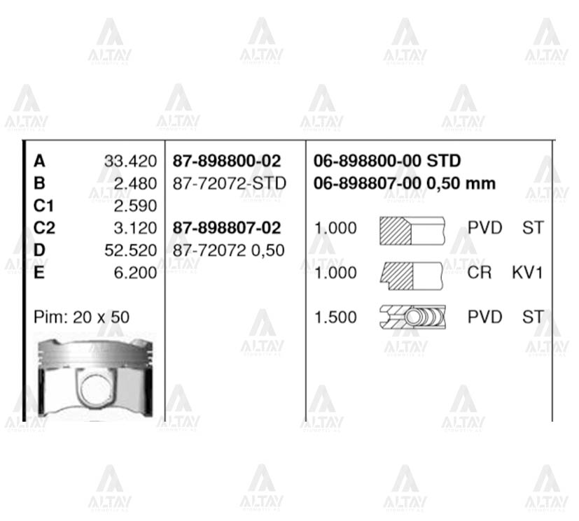 Toyota Avensis Piston Segman Segmanlı Zr-fe OEM 87-72072-STD Toyota Avensis Piston Segman Segmanlı Zr-fe OEM 87-72072-STD