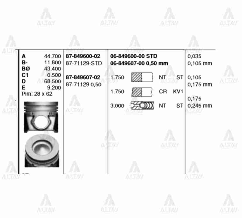 Hyundai I20 Piston Segman 2008-2014 Segmanlı I OEM 87-71129-050