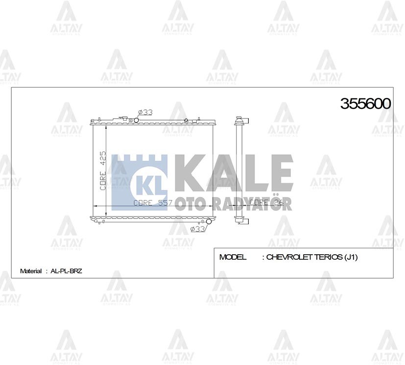 Daihatsu Terios Su Radyatörü 1997-2000 Radyatör Su . 425x558x26 A-t Brazıng OEM 16400-87402