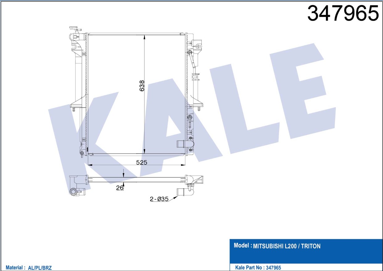 Mitsubishi L200 Su Radyatörü 2006-2015 Radyatör Su L 26mm A-t Brazıng OEM MN135033 Mitsubishi L200 Su Radyatörü 2006-2015 Radyatör Su L 26mm A-t Brazıng OEM MN135033