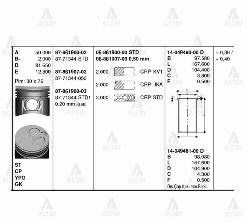 KIA Pregio Gömlek OEM 14-049480-00