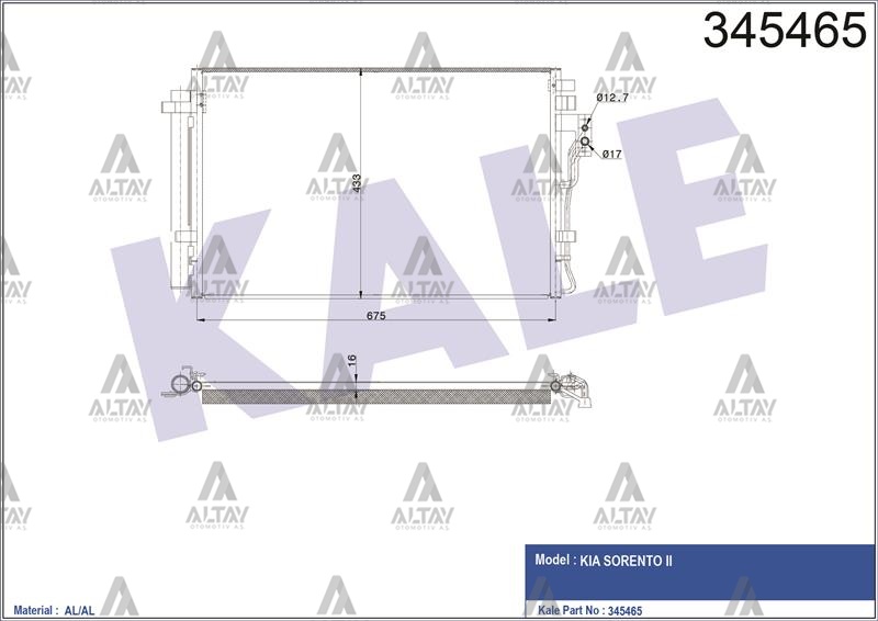 KIA Sorento Klima Radyatörü 2010- Radyatör . OEM 97606-2P500 KIA Sorento Klima Radyatörü 2010- Radyatör . OEM 97606-2P500