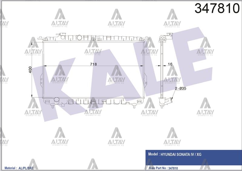 Hyundai Sonata Su Radyatörü 1998-2005 Radyatör Su 16mm M-t Brazıng OEM 25310-38001