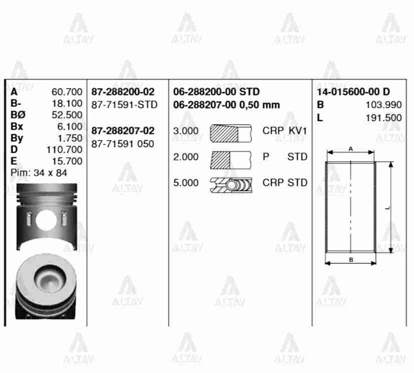 Mitsubishi Canter Piston Segman Segmanlı OEM 87-71591-050