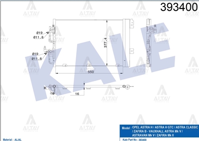 Opel Astra Klima Radyatörü Radyatör H . - . OEM 1850096