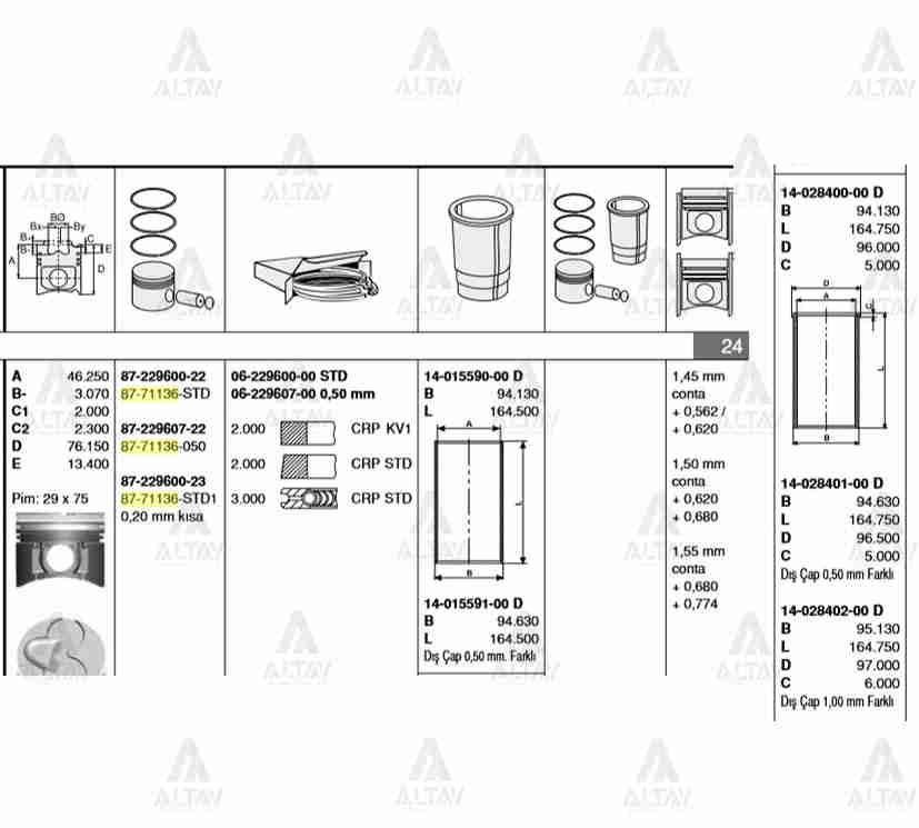 Hyundai Getz Gömlek OEM 14-020580-00 Hyundai Getz Gömlek OEM 14-020580-00