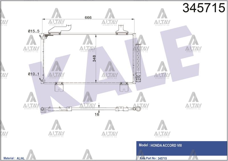 Honda Accord Klima Radyatörü 2008-2015 (2008-2015) OEM 80100-TL2-A01 Honda Accord Klima Radyatörü 2008-2015 (2008-2015) OEM 80100-TL2-A01