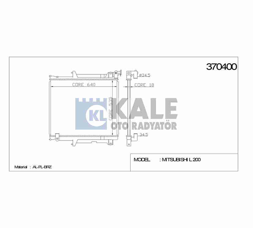 Mitsubishi L200 Su Radyatörü 2006-2015 Radyatör Su L 16mm M-t Brazıng OEM 1350A480