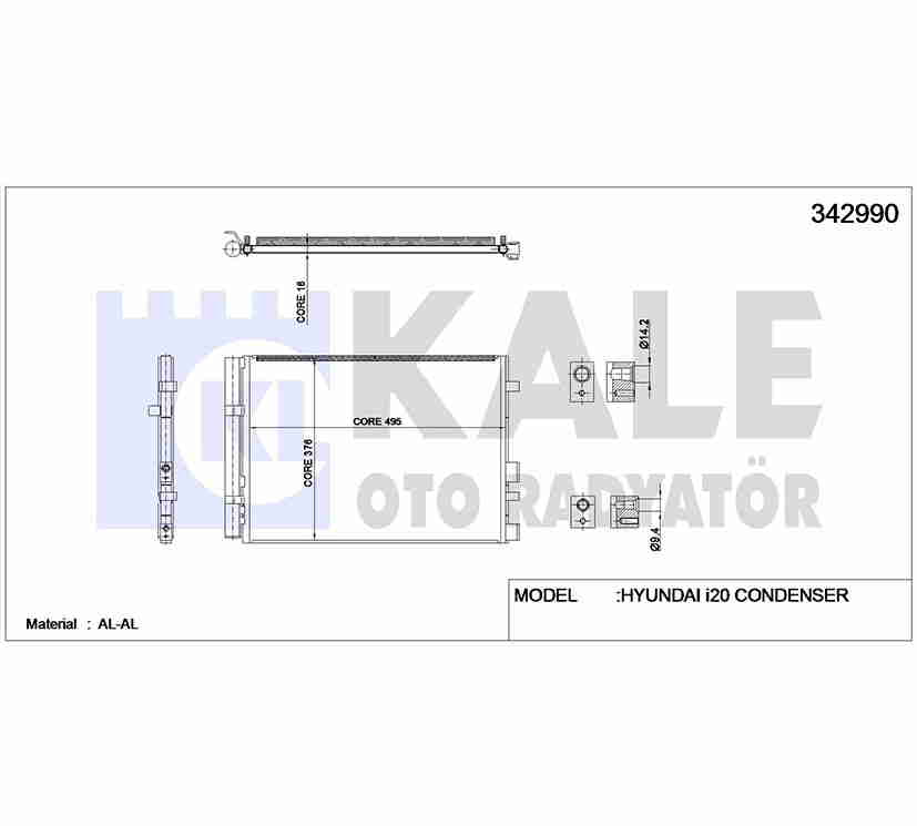 Hyundai I20 Klima Radyatörü 2012-2015 Radyatör I Dizel OEM 97606-4P700 Hyundai I20 Klima Radyatörü 2012-2015 Radyatör I Dizel OEM 97606-4P700