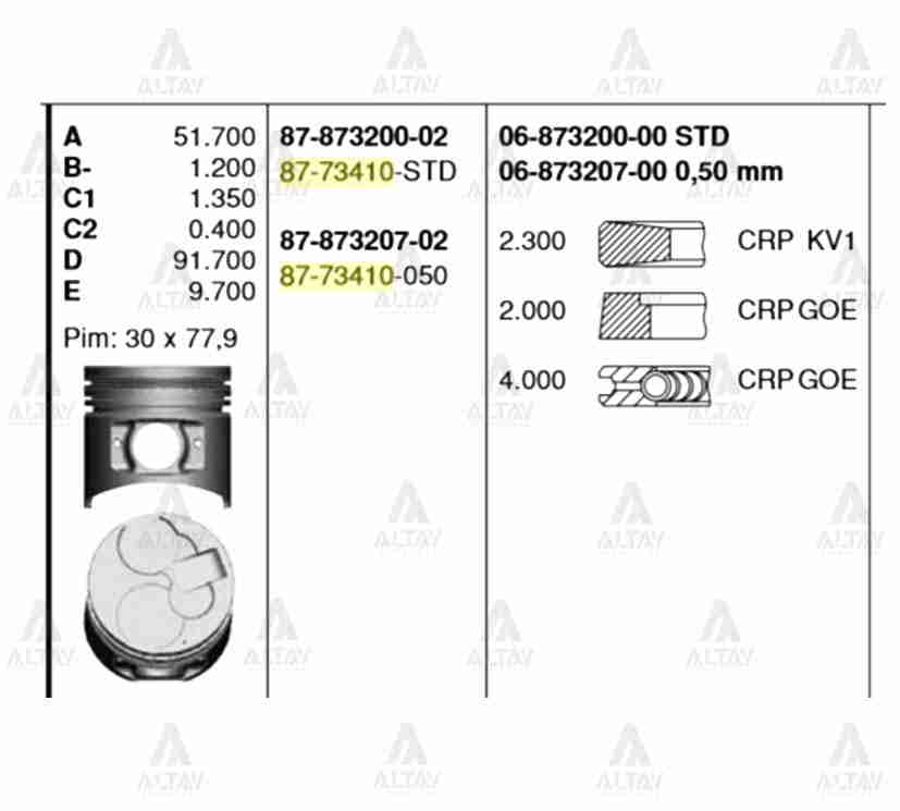 Mitsubishi Canter Piston Segman OEM 06-873200-00
