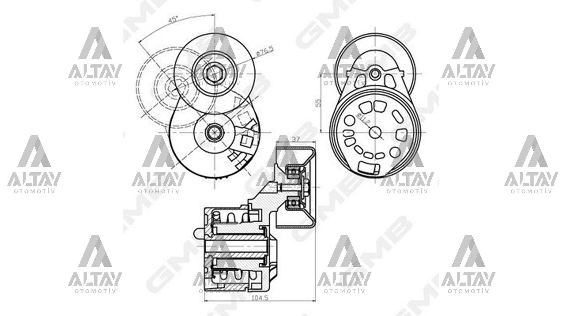 Ford Transit V Kayış Gergi Rulmanı Vantilatör Gergisi V . D Komple OEM YC1E6A228AH