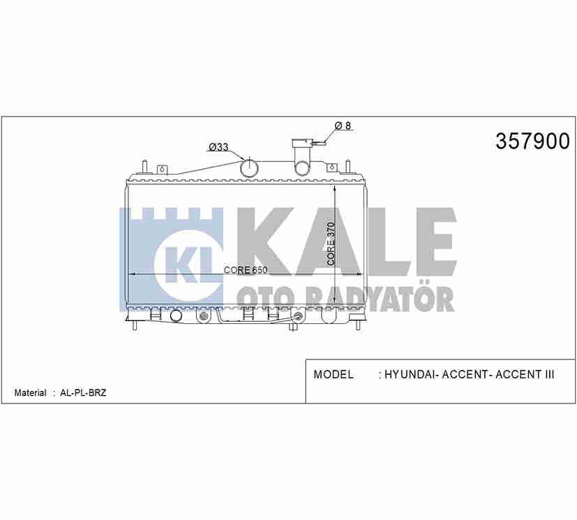 Hyundai Accent Su Radyatörü 2006-2011 Radyatör Su Era Benzinli A-t Brazıng OEM 25310-1E050