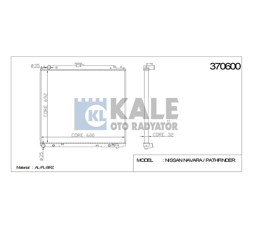 Nissan Navara Su Radyatörü Radyatör Su Pıckup 32mm A-t Brazıng OEM 21460-EB31A