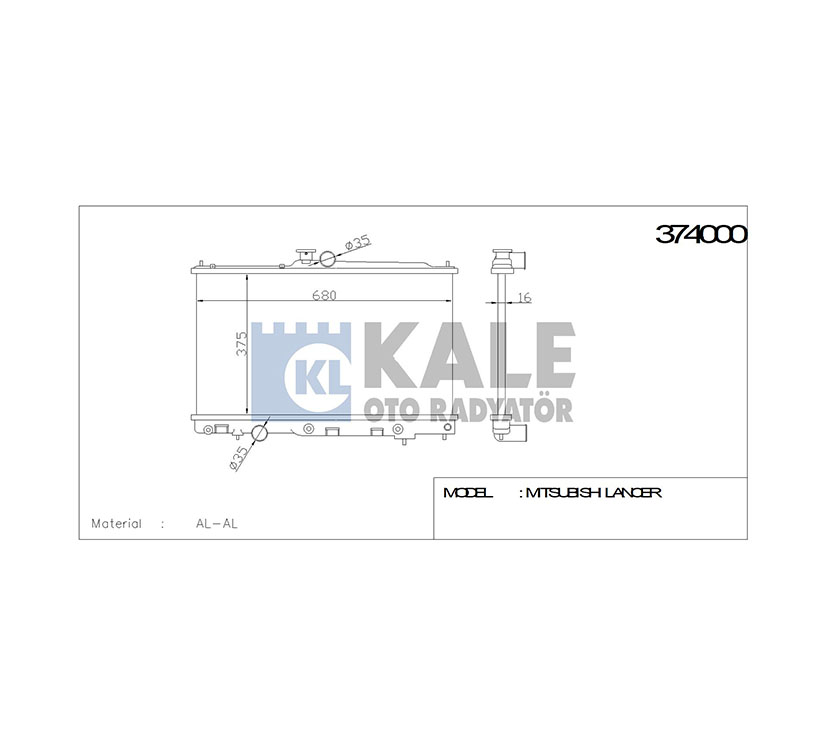 Mitsubishi Lancer Su Radyatörü 2003-2008 Radyatör Su . A-t Brazıng OEM MR993259