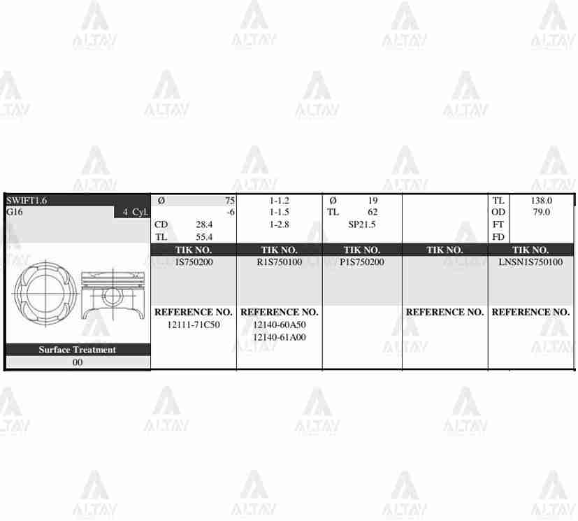 Suzuki Vitara Piston Segman Takım Vıtara . OEM 12111-71C50 Suzuki Vitara Piston Segman Takım Vıtara . OEM 12111-71C50