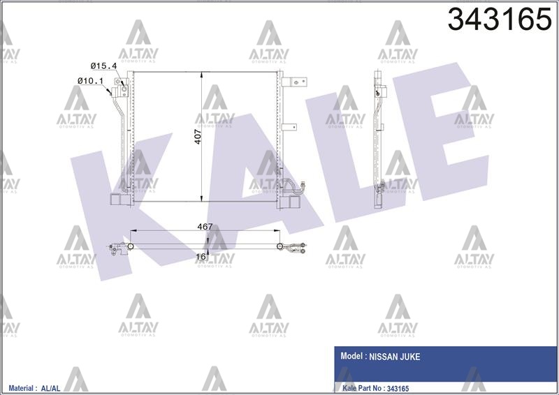 Nissan Juke Klima Radyatörü 2010- Radyatör . Dıg-t OEM 92110-3DD0A