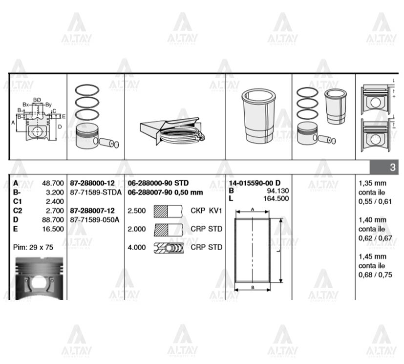 Hyundai H1 Piston Segman 1994-1996 Segmanlı H OEM 87-71589-STDA