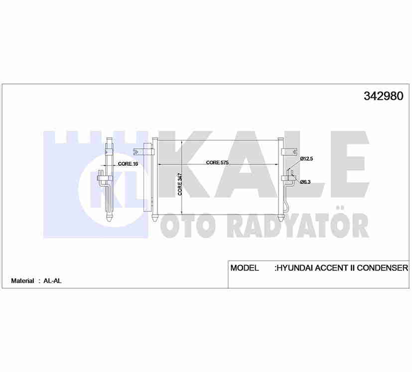 Hyundai Accent Klima Radyatörü 2003-2006 Radyatör . Dizel 3cyl OEM 97606-25800 Hyundai Accent Klima Radyatörü 2003-2006 Radyatör . Dizel 3cyl OEM 97606-25800