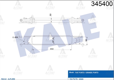 Fiat Punto Intercooler 2005-2012 Turbo Radyatörü Grande OEM 55702237 Fiat Punto Intercooler 2005-2012 Turbo Radyatörü Grande OEM 55702237
