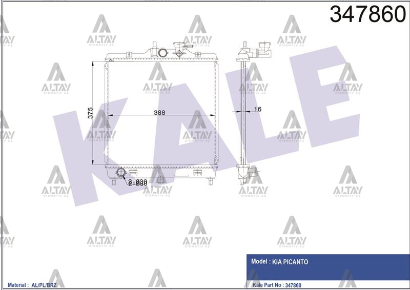 KIA Picanto Su Radyatörü 2004-2011 Radyatör Su . - . OEM KLE-347860 KIA Picanto Su Radyatörü 2004-2011 Radyatör Su . - . OEM KLE-347860
