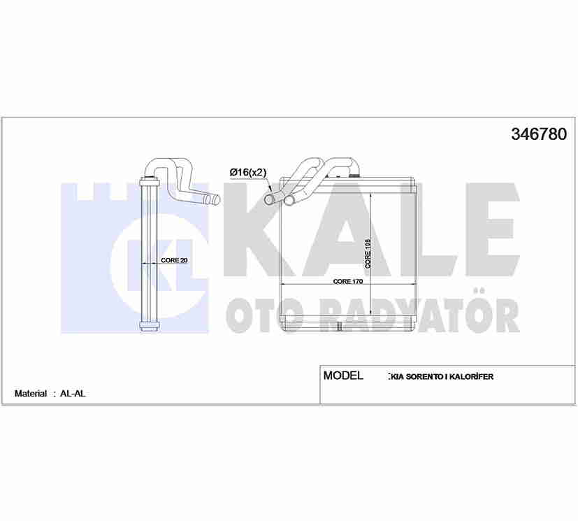 KIA Sorento Kalorifer Radyatörü 2003-2006 Radyatör Brazıng OEM 97227-3E000 KIA Sorento Kalorifer Radyatörü 2003-2006 Radyatör Brazıng OEM 97227-3E000