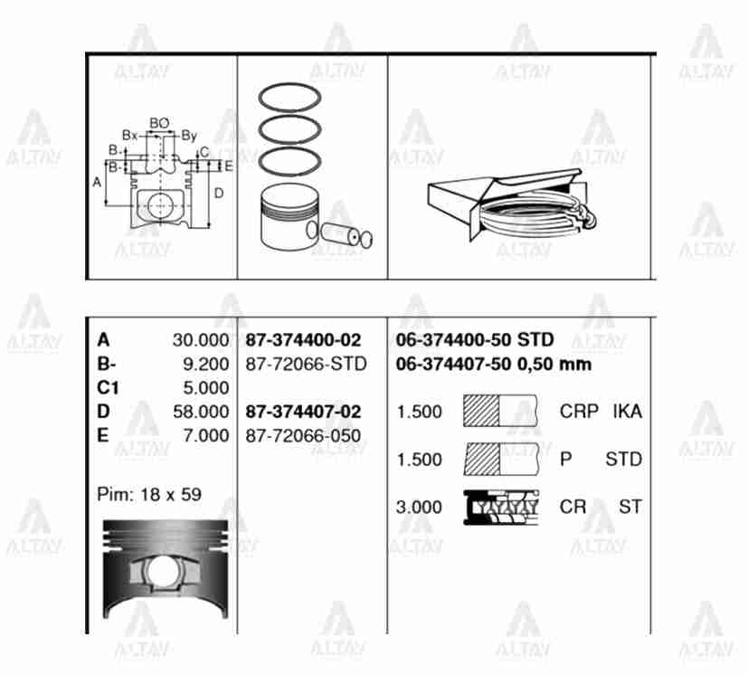 Toyota Corolla Piston Segman . OEM 06-374400-50