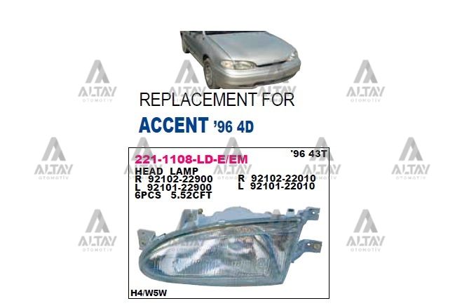 Hyundai Accent Sağ Aydınlatma 1995-1997