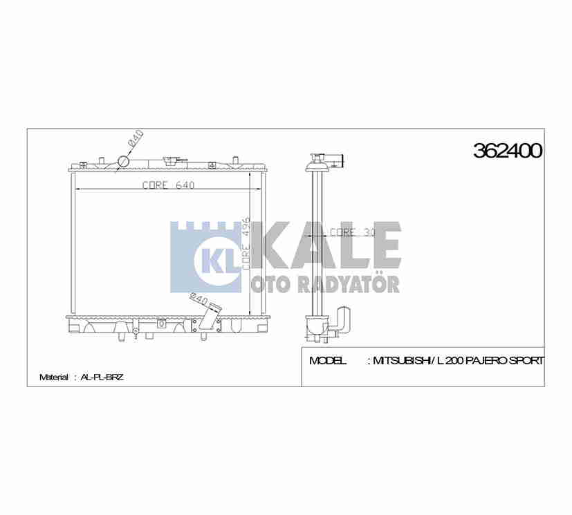Mitsubishi Pajero Su Radyatörü Radyatör Su L Sport M-t Brazıng OEM MR571147 Mitsubishi Pajero Su Radyatörü Radyatör Su L Sport M-t Brazıng OEM MR571147
