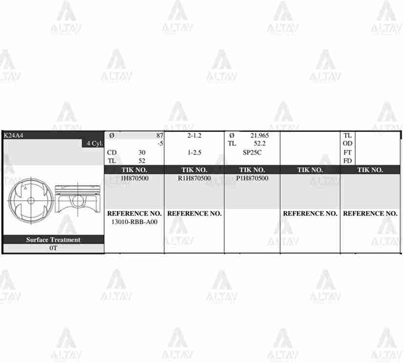 Honda Accord Piston Segman Takım . OEM 13010-RBB-000 Honda Accord Piston Segman Takım . OEM 13010-RBB-000