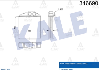Opel Corsa Kalorifer Radyatörü Radyatör C OEM 1618222 Opel Corsa Kalorifer Radyatörü Radyatör C OEM 1618222