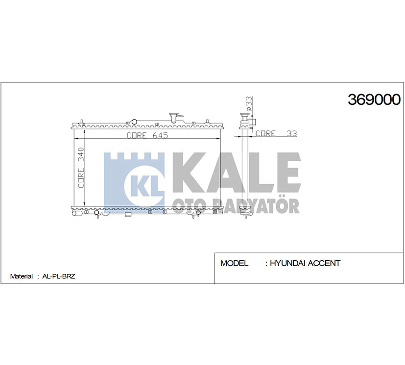 Hyundai Accent Su Radyatörü 2003-2006 Radyatör Su . OEM 25310-25300