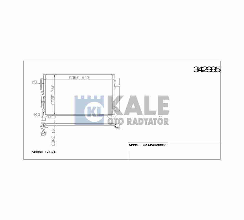 Hyundai Matrix Klima Radyatörü 2006-2011 Radyatör Dizel OEM 97606-17800 Hyundai Matrix Klima Radyatörü 2006-2011 Radyatör Dizel OEM 97606-17800