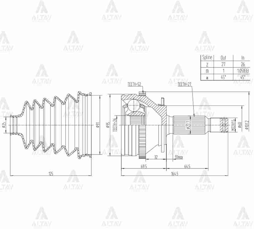 Hyundai Santa Fe Dış Aks Kafası Dış Santafe OEM 49501-26561 Hyundai Santa Fe Dış Aks Kafası Dış Santafe OEM 49501-26561