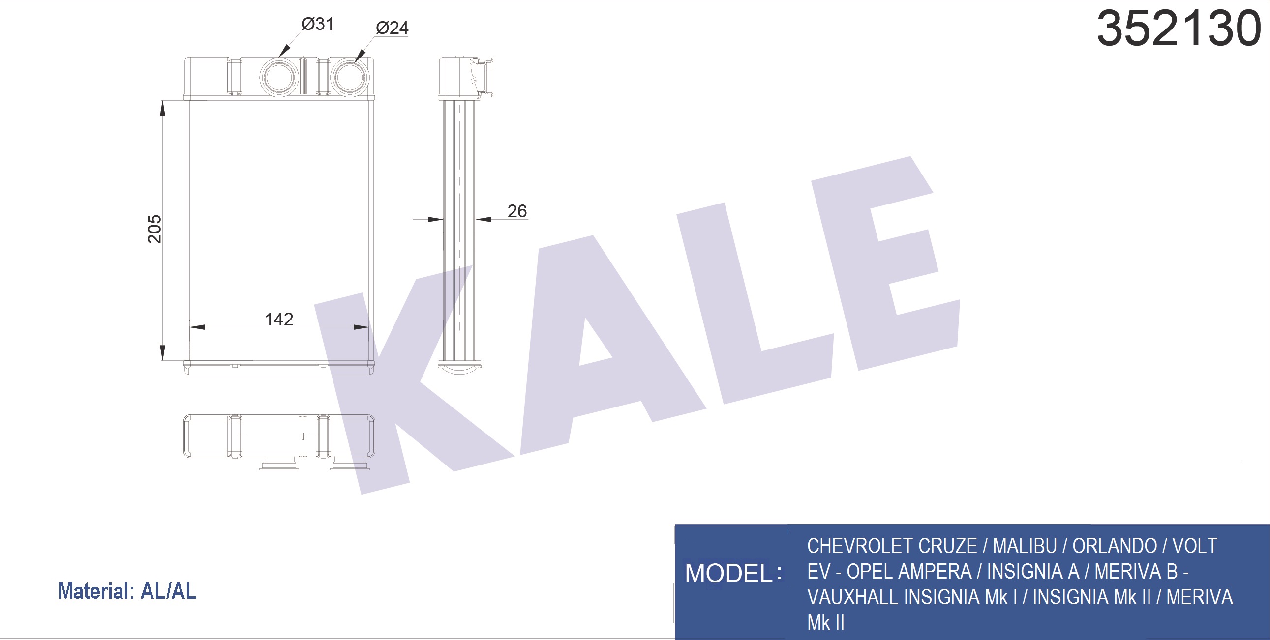 Opel Meriva Kalorifer Radyatörü Radyatör OEM 1843527