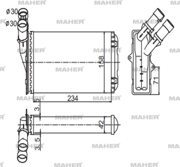 Peugeot Partner Kalorifer Radyatörü 1996-2008 Radyatör OEM 644878