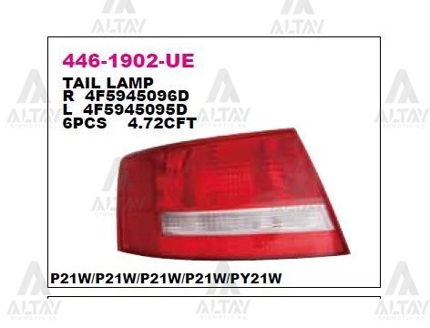 Audi A6 Sağ Dış Aydınlatma 2006-2008 Stop Lambası Ledsız Dıs Sag OEM 4F5945096L